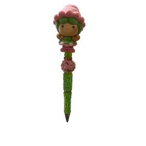 Sold Cute Green & Pink Kids Character Beaded Pen - Unbranded